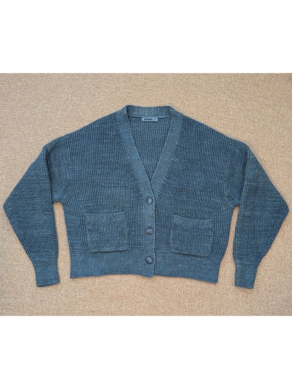 Buck Mason Marled Seafarer Cotton Cropped Cardigan in Indigo OOAK